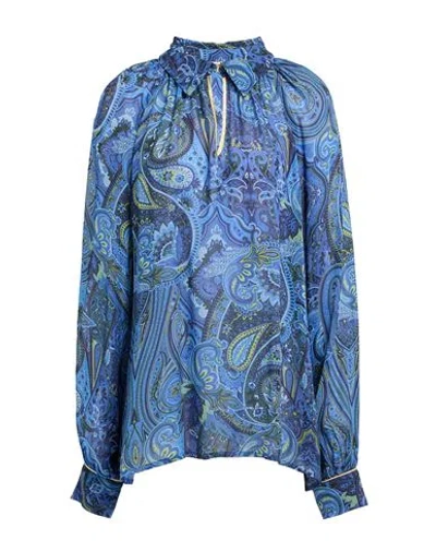 Shirtaporter Woman Top Blue Size 10 Viscose In Blue