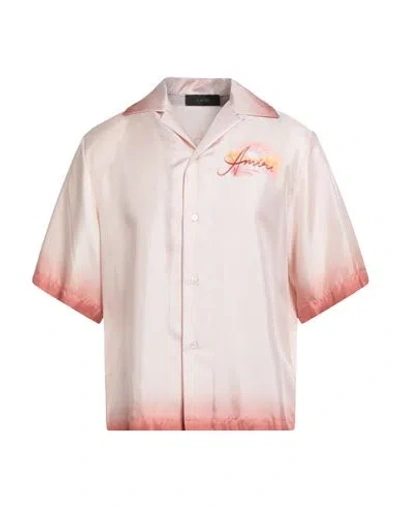 Amiri Man Shirt Light Pink Size L Silk In Pink