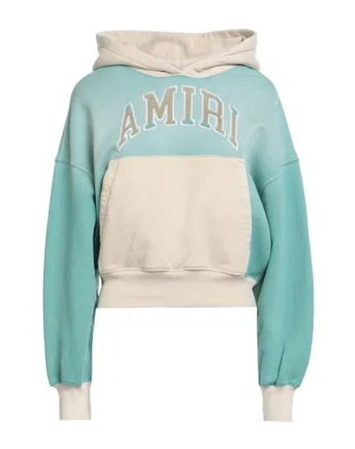 Amiri Woman Sweatshirt Turquoise Size L Cotton In Blue