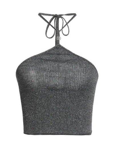 Amiri Woman Top Black Size M/l Virgin Wool, Polyester, Polyamide, Silk In Gray