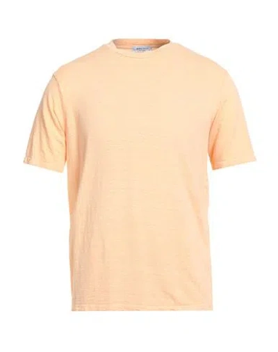 Wool & Co Man T-shirt Apricot Size Xl Linen, Elastane In Orange