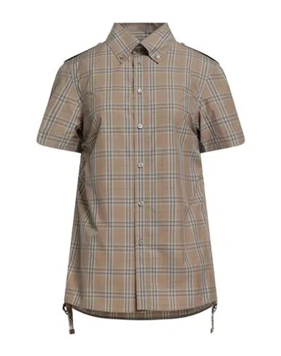 Burberry Women Embroidered Poplin Shirt In Brown
