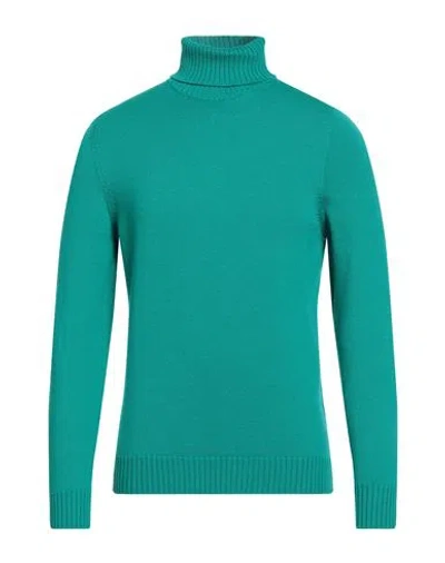 Drumohr Man Turtleneck Turquoise Size 42 Merino Wool In Green