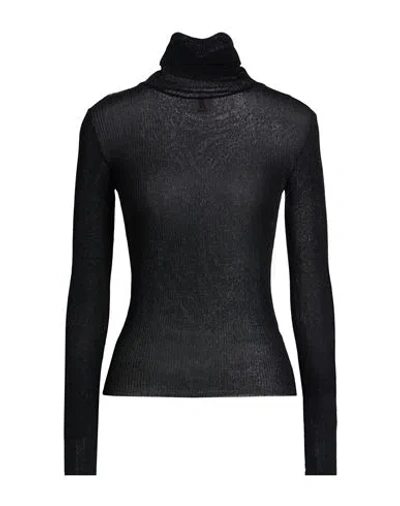 Kontatto Woman Turtleneck Black Size Onesize Viscose, Polyamide, Metallic Fiber In Black