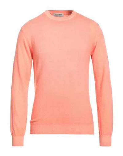 Wool & Co Man Sweater Coral Size Xxl Merino Wool In Orange