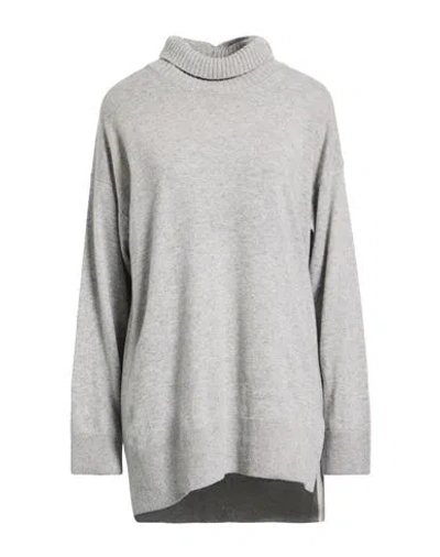 Alpha Studio Woman Turtleneck Grey Size 6 Recycled Wool, Viscose, Recycled Polyacrylic, Recycled Cas In Gray