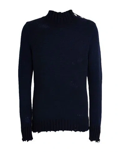 Paolo Ragazzini Man Turtleneck Midnight Blue Size 40 Wool In Blue