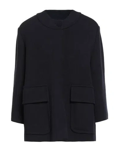 Thom Browne Woman Cardigan Midnight Blue Size 6 Virgin Wool, Polyamide In Blue