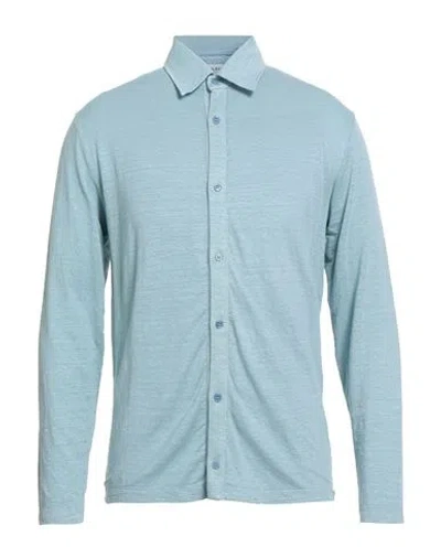 Wool & Co Man Shirt Sky Blue Size Xl Linen, Elastane In Blue