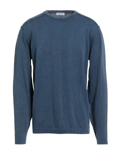 Wool & Co Man Sweater Navy Size Xxl Cotton In Blue