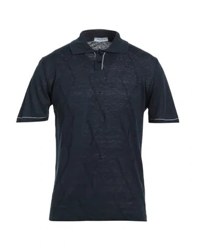 Wool & Co Man Sweater Midnight Blue Size Xxl Linen, Cotton In Blue