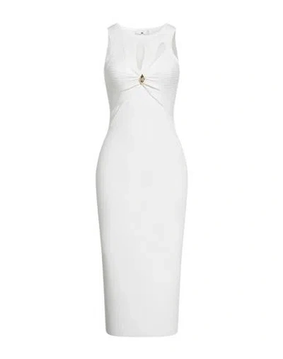 Elisabetta Franchi Woman Midi Dress Ivory Size 6 Lyocell, Polyamide, Silk In White