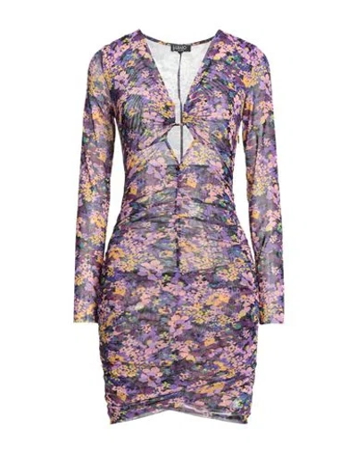 Liu •jo Woman Mini Dress Purple Size 12 Polyester, Elastane In Purple