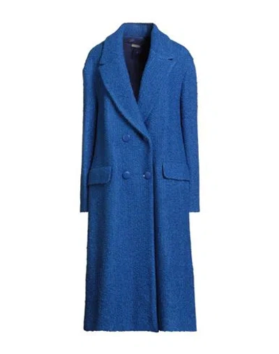 Maliparmi Malìparmi Woman Coat Bright Blue Size 10 Acrylic, Cotton, Virgin Wool, Polyester, Viscose In Blue