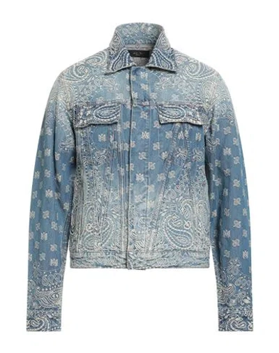 Amiri Man Denim Outerwear Blue Size 40 Cotton In Multi