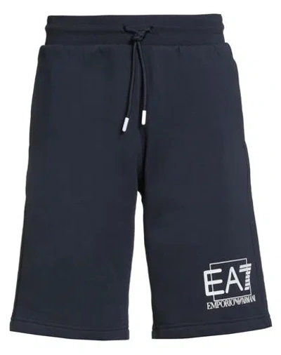 Ea7 Man Shorts & Bermuda Shorts Slate Blue Size 3xl Cotton, Polyester, Elastane In Blue