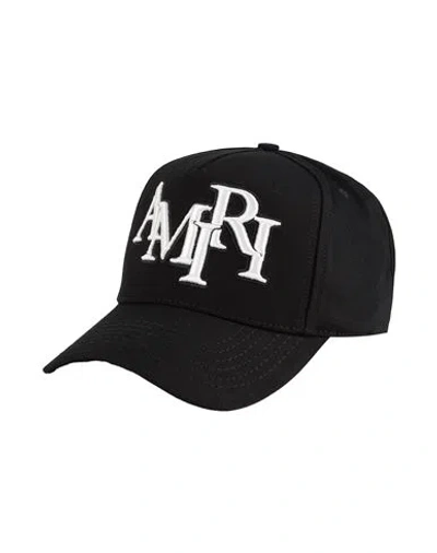 Amiri Structured Black Cotton Cap With Bold Embroidered Detailing In Black
