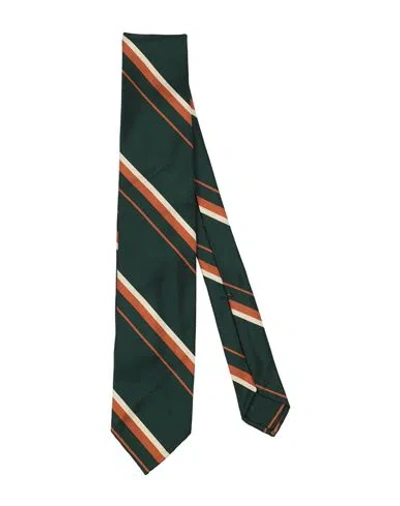 Finamore 1925 Man Ties & Bow Ties Dark Green Size - Silk, Cotton In Blue