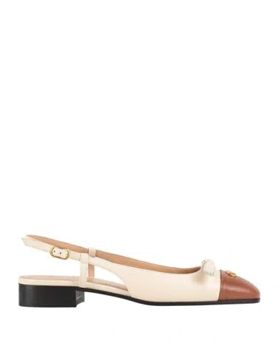 Valentino Slingback Ballet Flats With Adjustable Strap In Neutral