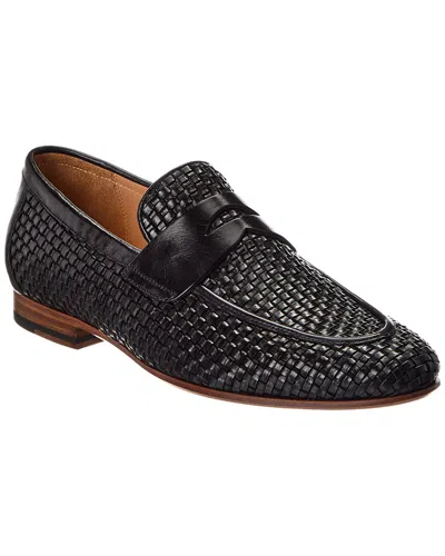 Curatore Bodeo Woven Leather Penny Loafer In Black
