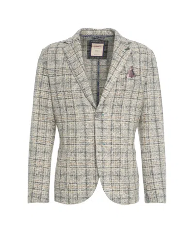 Bob Checkered Grey Wool-blend Tailored Blazer In Multi
