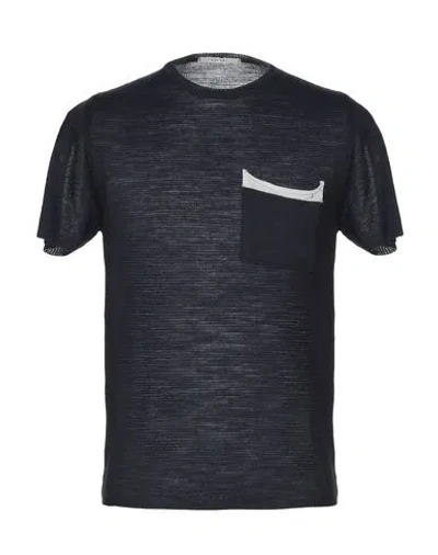 Diktat Man Sweater Midnight Blue Size L Polyester, Linen, Polyamide In Blue