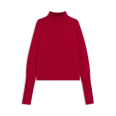 Hugo Boss Wool-blend Sweater With Mock Neck In Red