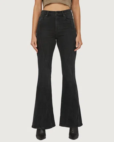 Hidden Happi High Rise Fashion Seamed Flare Jeans In Charcoal In Black