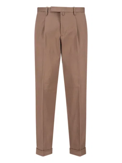 Briglia Tailored Brown Trousers With Structured Silhouette In Brown