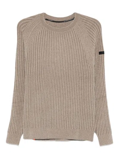 Rrd Ribbed Knit Brown Sweater With Crew Neckline In Nude