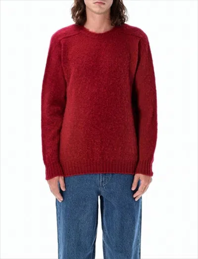 Howlin' Classic Red Wool Sweater With Crew Neckline And Ribbed Detailing In Red