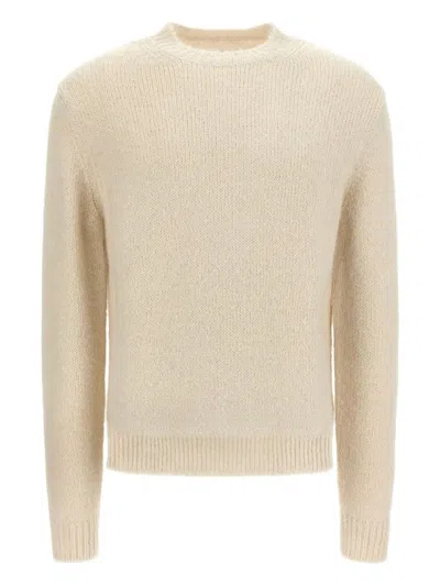 Jil Sander Bianco Sweater In Alpaca And Virgin Wool Blend In Neutral