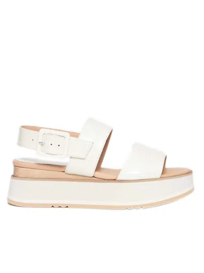 Paloma Barceló Wedge Sandals With Glossy Naplak Finish In White