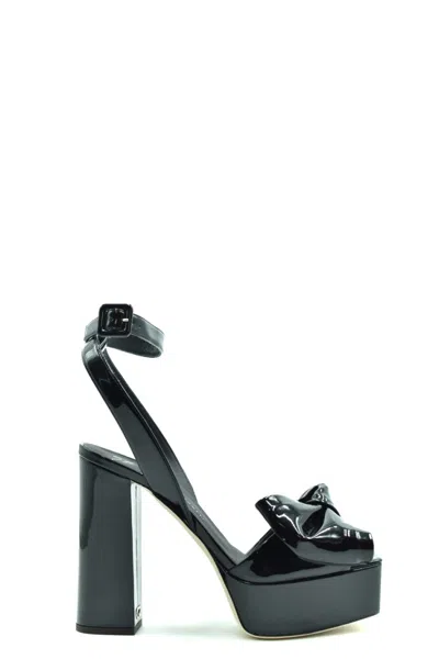 Giuseppe Zanotti Glossy Black Leather Sandals With Heel In Black