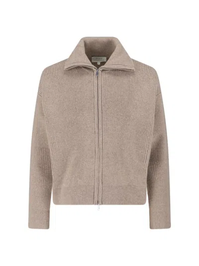 Studio Nicholson Classic Beige Knit Sweater With Ribbed Cuffs And Hem In Multi