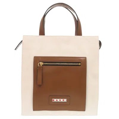 Pre-owned Marni Canvas Leather Tote Bag () In Brown