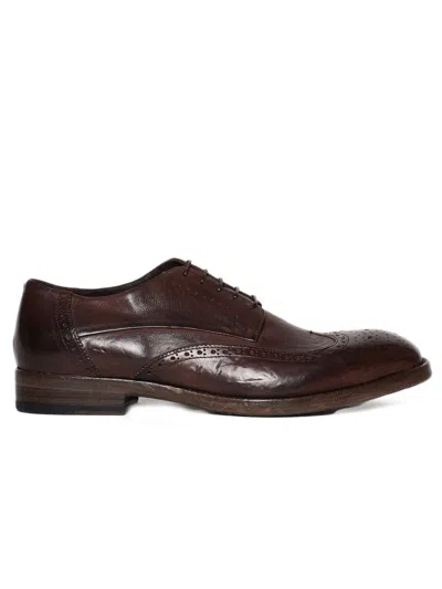 Fabrizio Silenzi Classic Brown Derby Lace-up Shoes In Black