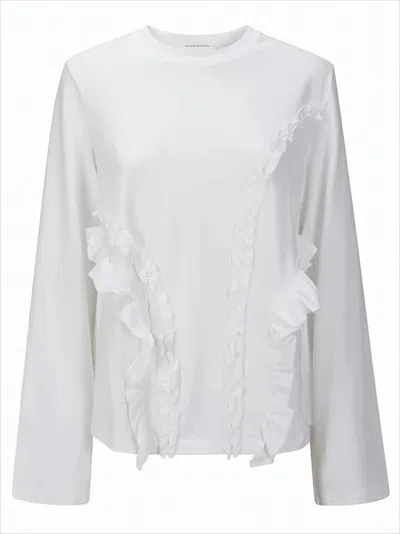Cecilie Bahnsen Ruffle Long-sleeved Top In White