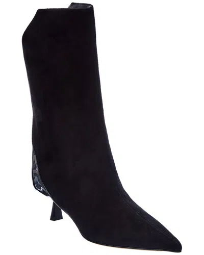 Jimmy Choo Vari Ab 85 Suede & Patent Boot In Black