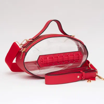 Fashnzfab Football Shaped Transparent Crossbody Bag In Red
