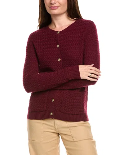 Kier + J Basket Weave Wool & Cashmere-blend Cardigan In Red