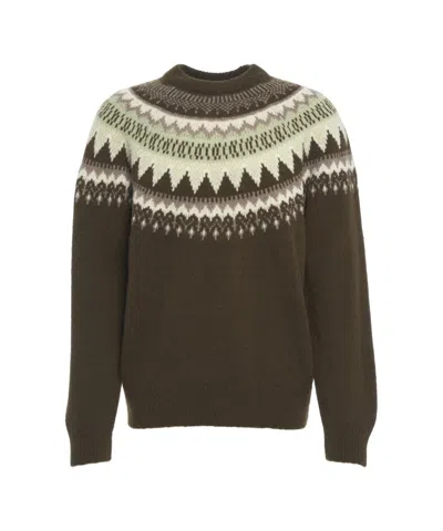 Closed Norwegian Pattern Knit Sweater With Ribbed Details In Brown