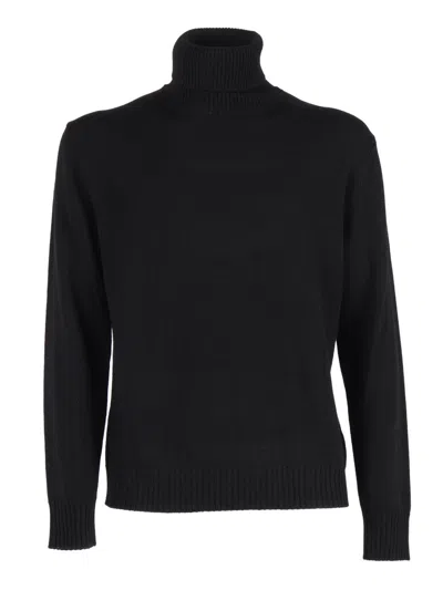 Ballantyne Turtleneck Pullover In Fine Knit Wool In Black