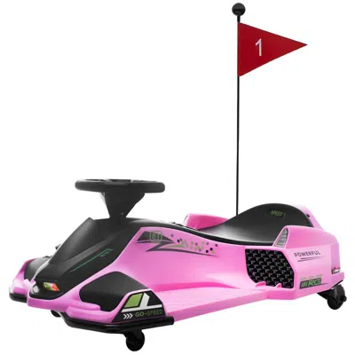 Breebe Aosom 12v Electric Go Kart, 5 Mph Drifting Car, Battery Powered Ride On Toy Outdoor With Slow Start, In Pink