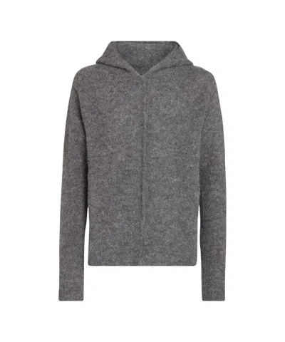 Thom Krom Hooded Knit Sweater With Central Seam Detail In Gray