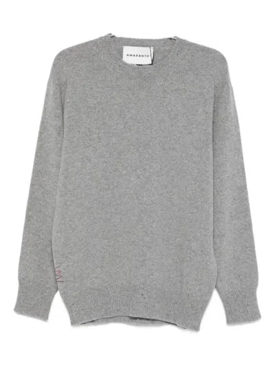 Amaranto Classic Light Grey Crew Neck Sweater In Gray