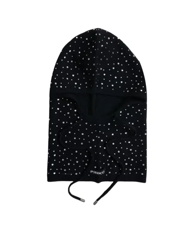 Pinko Balaclava With Drawstring And Rhinestones In Black