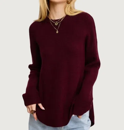 Mimosa Tatum Double Slit Sweater In Merlot In Burgundy
