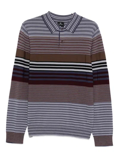 Paul Smith Long-sleeve Polo Sweater In Viola In Gray
