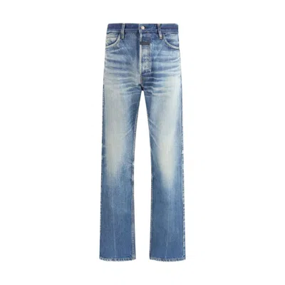 Fear Of God Vintage Wash Straight Jeans In Blue
